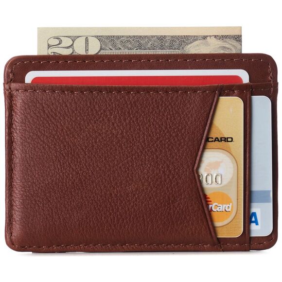 Alpine Swiss Men RFID Safe Minimalist Front Pocket Wallet Leather Thin Card Case - Picture 2 of 6